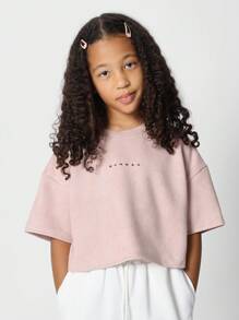 SUMWON Tween Girls Crop Fit Towelling Tee - Pink - View 1