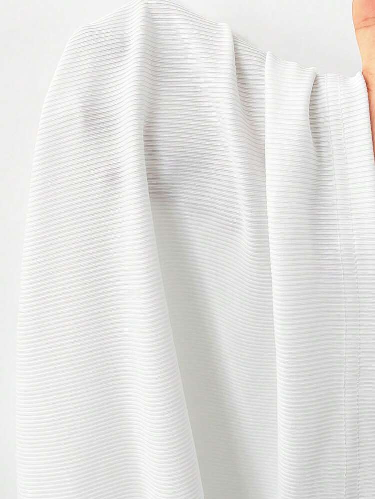 CovetEZ Top blanco acanalado con pliegues de un solo hombro en talla grande - Blanco - Añade 8