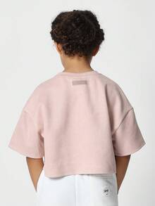 SUMWON Tween Girls Crop Fit Towelling Tee - Pink - View 2