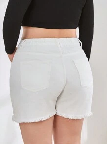 RueChic HIGH WAIST RAW HEM ELASTOC BELT DETAIL - White - View 2