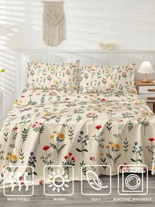 Juego de ropa de cama de 4 piezas con sábana estampada - Multicolor - Ver 8