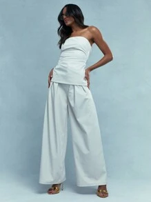 MISSGUIDED 側邊綁帶拉皺設計拉鍊關閉胸衣 - 白色 - 查看 4