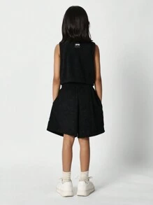 SUMWON Tween Girls Tank And Short With Print 2 Piece Set - Black - View 2
