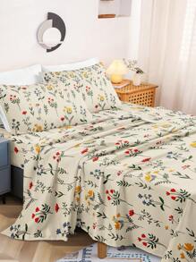Juego de ropa de cama de 4 piezas con sábana estampada - Multicolor - Ver 2