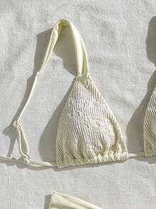 Swim Mod Bộ bikini gợi cảm màu trơn cho nữ đi biển mùa hè, họa tiết ngẫu nhiên - Màu vàng - Xem 4