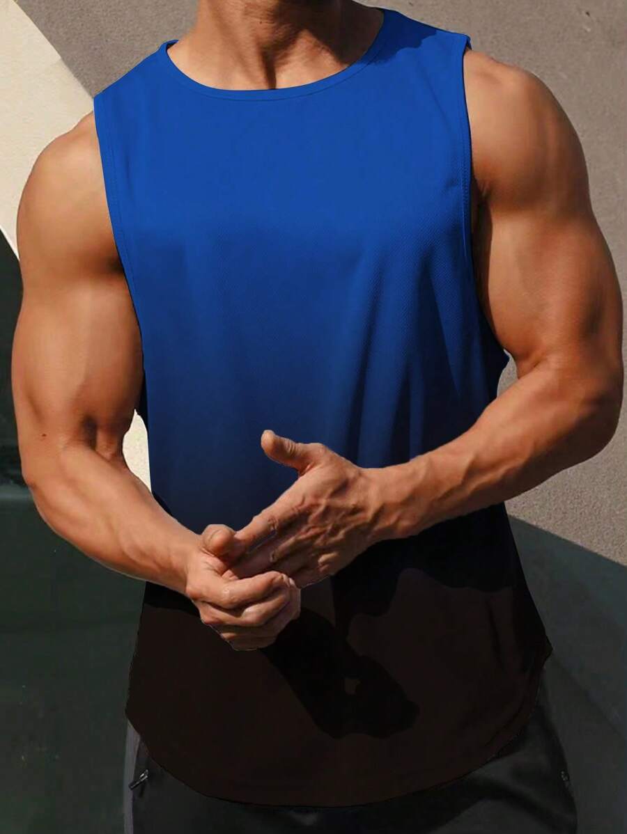 Manfinity Sport Corelite 男友风格男士夏季渐变色圆领运动背心健身上衣压缩衬衫 - 彩色 - 查看 1