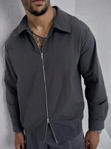 Manfinity Homme Men's Solid Color Simple Daily Jacket