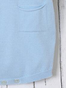 Newborn Knitted Sweater Triangle Bodysuit Romper - Blue - View 6