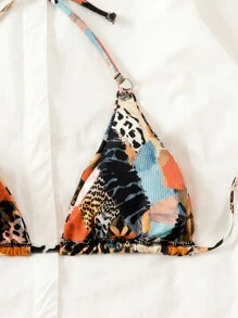 Swim Vcay 2025 女式动物印花吊带比基尼上衣，随机印花夏季 - 彩色 - 查看 5