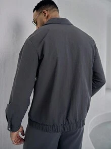 Manfinity Homme Men's Solid Color Simple Daily Jacket