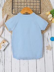 Newborn Knitted Sweater Triangle Bodysuit Romper - Blue - View 2