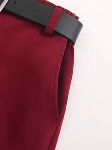 SHEIN Boys' Casual Belted Long Pants, Spring & Summer - Burgundy - View 4