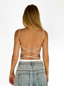 SHEIN BAE Solid Criss Cross Backless Cami Top