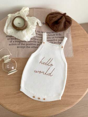 SHEIN Vintaside Kids Baby Girls' Casual Letter Printed Bodysuit Sweater