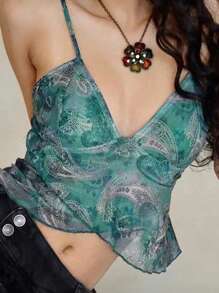 INAWLY Women's Summer Casual Cami Top With Paisley Printed Design - Burgundy - View 5