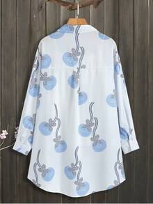 Plus Size Women's Fashion Printed Shirt - White - View 2