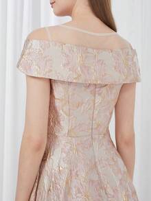 Elegant Jacquard Heavy Work Women's Party Dress - Multicolor - View 6