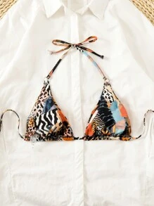 Swim Vcay 2025 女式动物印花吊带比基尼上衣，随机印花夏季 - 彩色 - 查看 2
