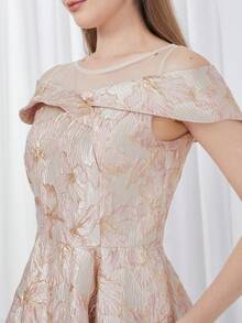 Elegant Jacquard Heavy Work Women's Party Dress - Multicolor - View 4