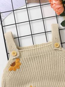 SHEIN Vintaside Kids Baby Girls' Sunflower Print Sweater Romper