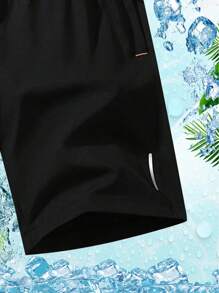 Shorts deportivos informales para hombre de cintura con cordón de moda - Negro - Ver 5