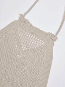 Chiquease Top de punto calado para mujer, ideal para vacaciones - Albaricoque - Ver 5