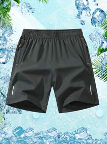 Shorts deportivos informales para hombre de cintura con cordón de moda - Negro - Ver 7