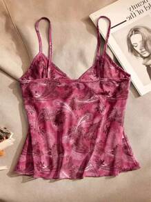 INAWLY 女款隨機圖案簡約日常背心上衣 - 綠色 - 查看 2