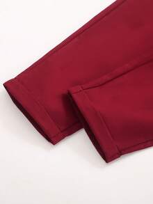 SHEIN Boys' Casual Belted Long Pants, Spring & Summer - Burgundy - View 5
