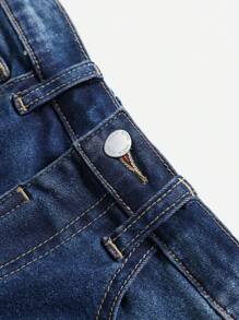 SHEIN Young Boy Orange Contrast Yarn Cut Out Ripped Frayed  Jeans For Vacation And Dailywear Cute Summer Clothes For School - Blue - View 4