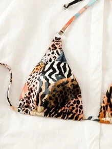 Swim Vcay 2025 女式动物印花吊带比基尼上衣，随机印花夏季 - 彩色 - 查看 4