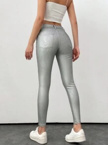 RueChic Women's Slim Fit Metallic Sense Jeans