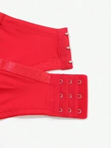 حمالة صدر نسائية حمراء ذات تطريز دانتيل تغطية كاملة بدون بطانة وأسلك - الأحمر - مشاهدة 4