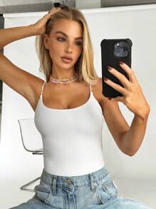 SHEIN BAE Solid Criss Cross Backless Cami Top