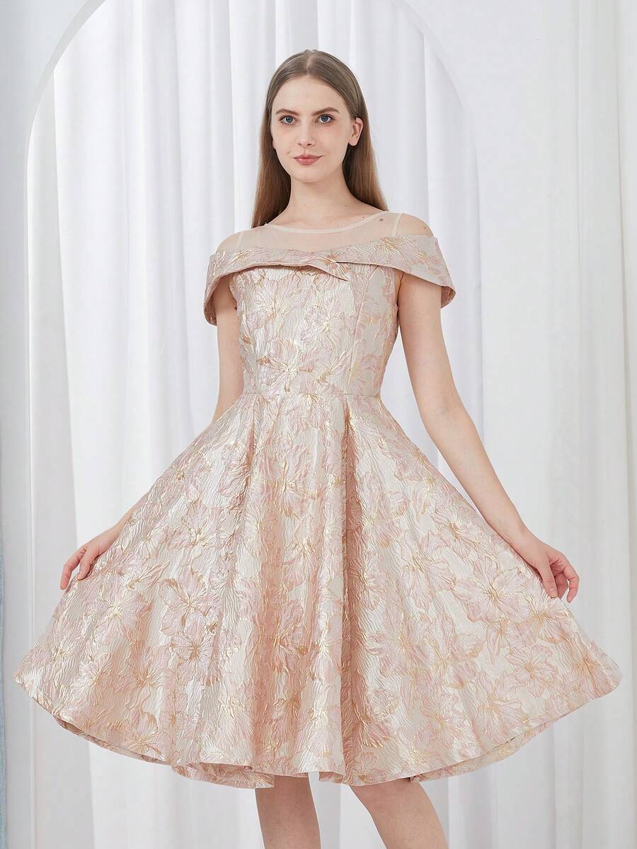 Elegant Jacquard Heavy Work Women's Party Dress