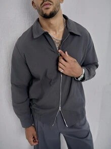 Manfinity Homme Men's Solid Color Simple Daily Jacket