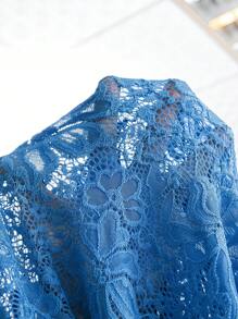 SHEIN Lady Plus Size Women's Lace Jacket Wedding Reception Dress Summer Outfit - Blue - View 6