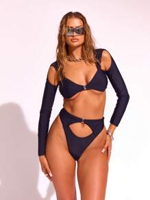 Musera Resort Clasp Front Long Sleeve Bikini Top Only Summer Beach Ibiza BeachwearHoliday