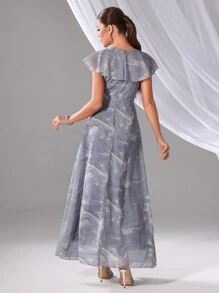 SHEIN Belle Women's Sleeveless Bridesmaid Dress, Simple & Random Printed Pattern (Adult Size) - Grey - View 2