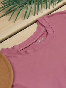 INAWLY Áo thun nữ tay ngắn cổ tròn in chữ và cây cọ mùa hè FOREVER CHASING SUNSETS Áo thun họa tiết dành cho nữ - Màu đỏ tím - Xem 4