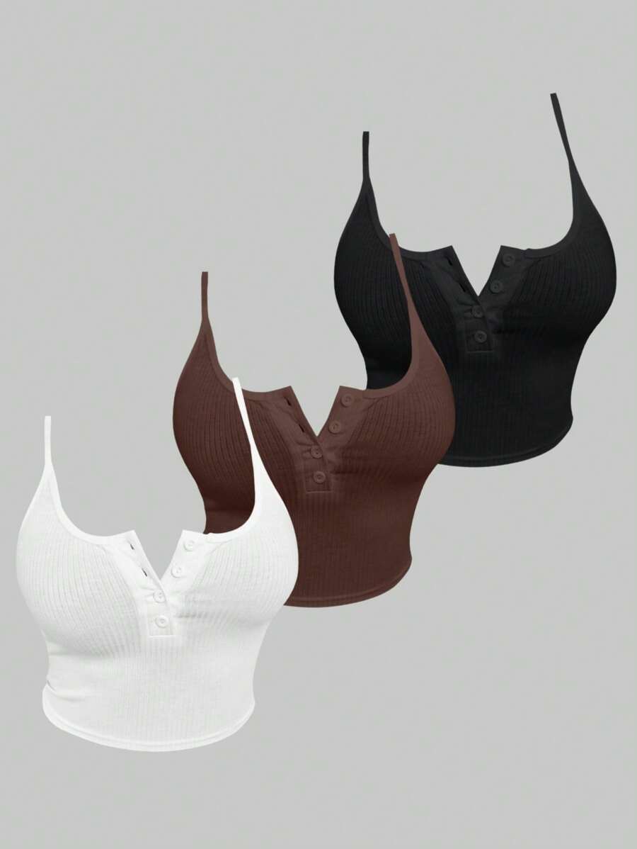 Chiquease 多色套裝分鈕款背心 - 彩色 - 查看 1