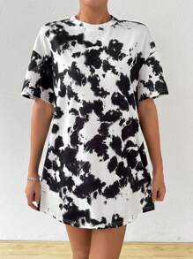 Chiquease 女士夏季印染短袖圓領休閒T恤