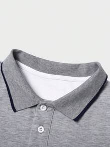 Manfinity Homme 男士大尺碼拼色短袖 Polo 衫，休閒外出穿著，休閒正式款 - 彩色 - 查看 6