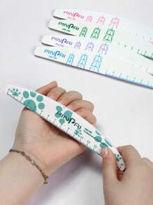 pinpai Bộ 5 món dũa móng tay có thước đo, sắc bén và bền, hai mặt, có thể rửa được, dùng để đo chiều rộng móng và chăm sóc móng - Nhiều màu - Xem 1