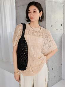 FRIFUL Blusa casual tejida de unicolor con cuello redondo para mujer