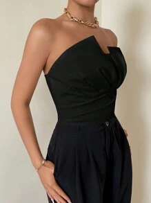 Firerie 女士不对称紧身抹胸，适合夏季日常穿着、上班通勤、约会、音乐节