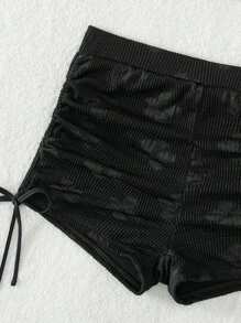 Swim Mod Summer Beach Halter Triangle Bikini Set - Black - View 5