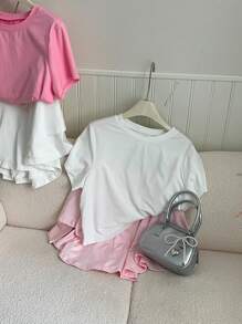 SHEIN EZwear Plus Size Simple Fitted T-Shirt, Multi-Colored, Set Of Multiple - Multicolor - View 6