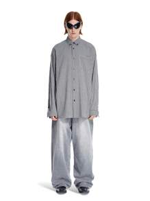 Manfinity VCAY Camisa de manga larga con estampado de cuadros de hombre de gasa de burbujas en negro y blanco, oversized, con correas anchas, apta para primavera y verano - Blanco y Negro - Ver 3