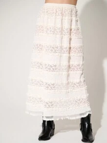 WESTFADE Tiered Lace Maxi Skirt - Beige - View 3